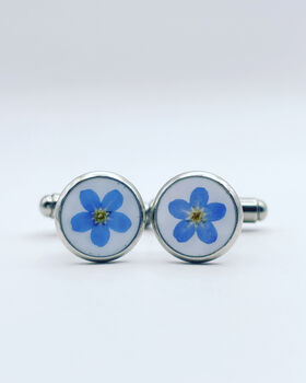 Cufflinks Real Flowers Hand Made White 10mm, 2 of 10