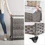 140 L Laundry Basket Hamper With Three Compartment, thumbnail 3 of 9