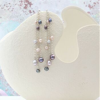 Luna Long Pearl Dangle Earrings, 7 of 9