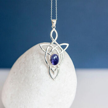 Genuine Iolite Celtic Knot Necklace In Sterling Silver, 3 of 10