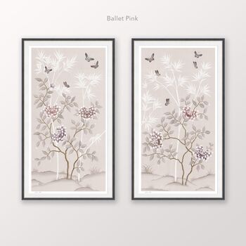Peony And Butterfly Chinoiserie Set Of Two Prints, 5 of 5
