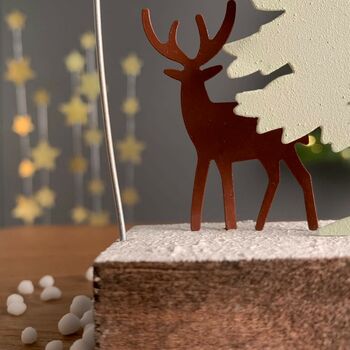White Tree And Deer Christmas Decoration, 2 of 2