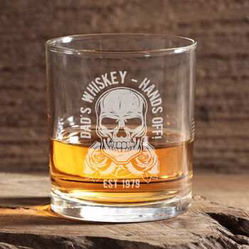 Personalised Skull And Roses Engraved Whiskey Glass, 2 of 6