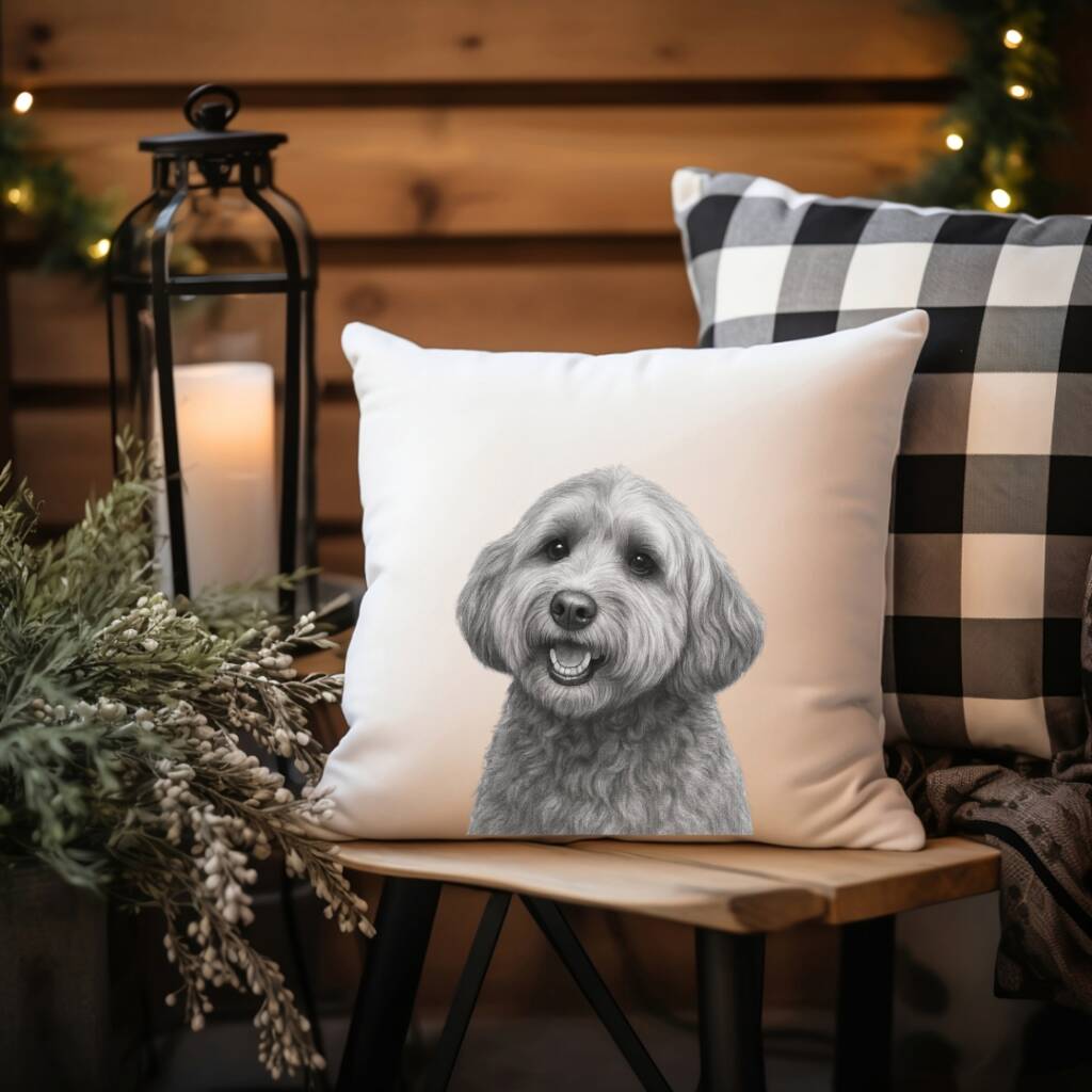 Cockerpoo Dog Faux Suede Cushion, 1 of 5
