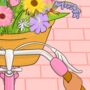 Basket Of Flowers Illustrated Art | Wall Print, thumbnail 2 of 4