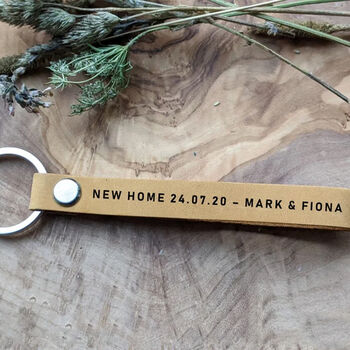 Personalised Leather Keyring Anniversary Gift For Him, 3 of 3