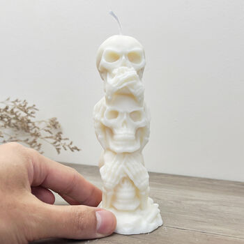 Skull Pillar Candle Halloween Skeleton Decoration, 4 of 8