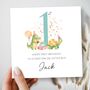 Dinosaur Turtle 1st Birthday Card, First Birthday Card For Son, Nephew, Any Relationship, thumbnail 1 of 2