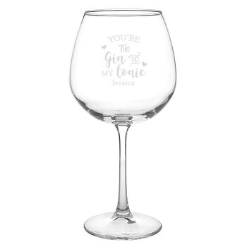 Personalised 'Gin To My Tonic' Gin Balloon Glass, 2 of 6