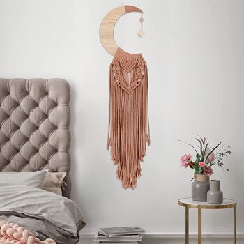 Macrame Brown Wall Hanging Dreamcatcher Moon Woven, 3 of 5