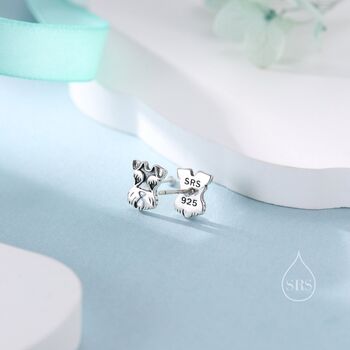 Sterling Silver Schnauzer Dog Stud Earrings In Oxidised, 4 of 11