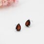 Sterling Silver Genuine Garnet Droplet Stud Earrings, thumbnail 2 of 10