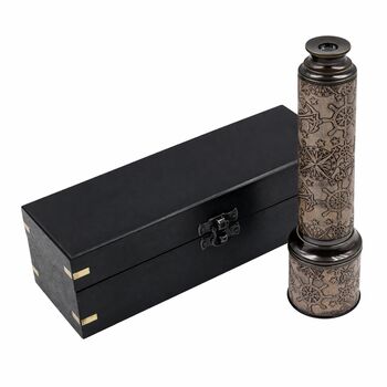 Personalised 16 Inch Gunmetal And Leather Telescope, 8 of 11