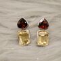 Garnet Citrine Silver Stud Earrings, thumbnail 6 of 11