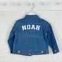 Personalised Varsity Baby/Kids Denim Jacket, thumbnail 1 of 2