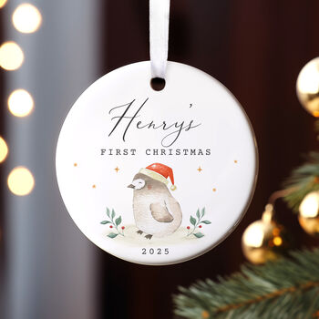 Personalised Baby’s First Christmas Ornament Ceramic Keepsake Bauble, 3 of 11
