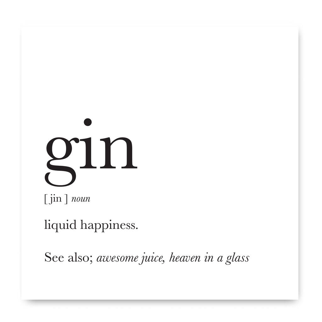 funny gin definition quote greetings card by liberty bee