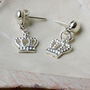Sterling Silver Crown Earrings On Short Hooks, thumbnail 1 of 2