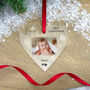 Personalised Baby's 1st Christmas Heart Acrylic Hanging Decoration Bauble, thumbnail 1 of 2