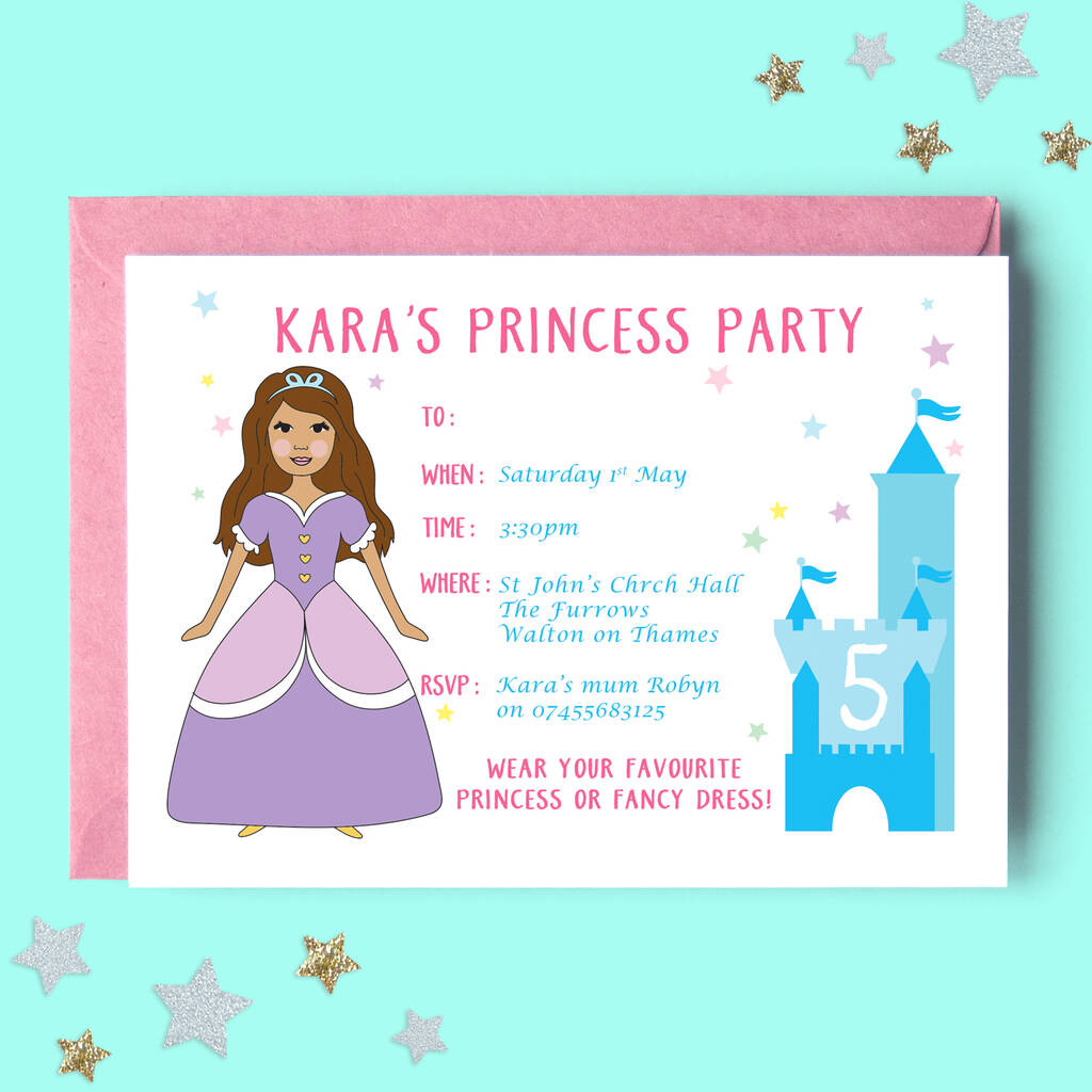 Princess Personalised Birthday Party Invitations, 1 of 4