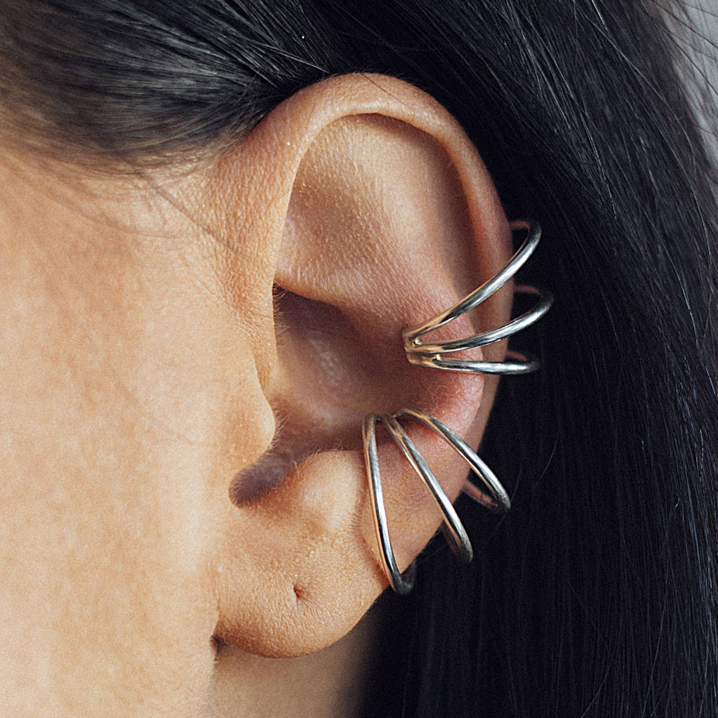 Sterling Silver Triple Bar Ear Cuff By Otis Jaxon | notonthehighstreet.com