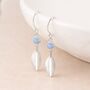 Sterling Silver Blue Opal Leaf Drop Earrings, thumbnail 2 of 3
