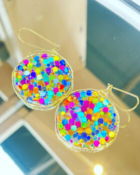 Super Sparkly Disco Earrings Hand Made Medium, 4 of 12