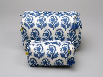 Paisley Floral Pattern Cotton Wash Bag In Blue, 6 of 8
