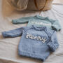 Birth Announcement Embroidered Baby Name Jumper, thumbnail 1 of 8