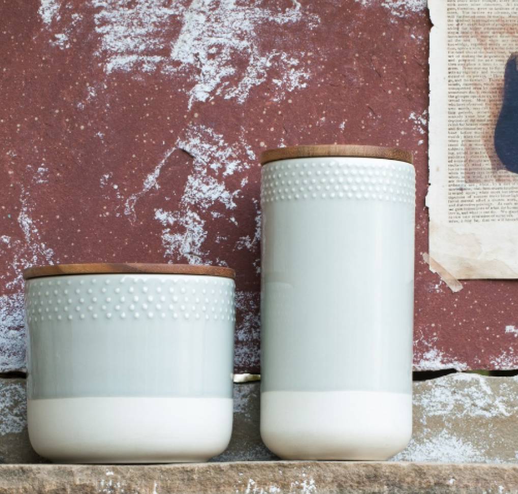soft grey and wood storage jar by the forest & co