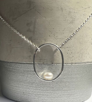 Handmade Sterling Silver Pearl Necklace, 4 of 6