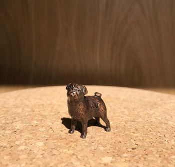 Miniature Bronze Pug Sculpture 8th Anniversary Gift, 3 of 11