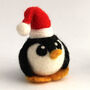 Penguin Christmas Decoration Penguin In Santa Hat, thumbnail 1 of 6