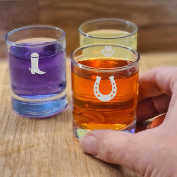 Engraved Country And Western Cowboy Shot Glasses, Set Of Three, 7 of 12