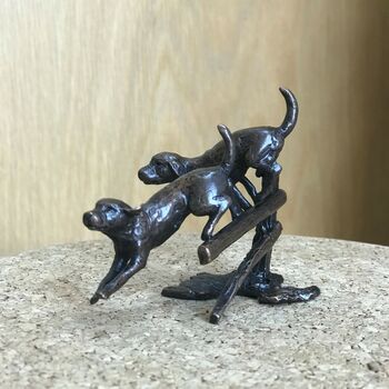 Miniature Bronze Labradors Sculpture 8th Anniversary, 7 of 9