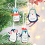 Personalised Cute Penguin Christmas Hanging Decoration, thumbnail 1 of 3