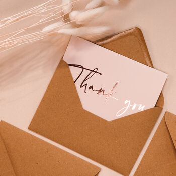 Rose Gold Foil Wedding Thank You Note Card, 7 of 10