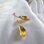 Textured Leaf Stud Earrings In 16 K Gold And 925 Sterling Silver, thumbnail 7 of 12