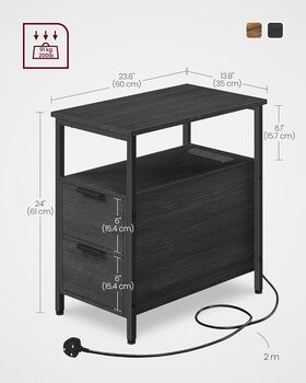 Slim Side Table Charging Station Drawers, 2 of 8