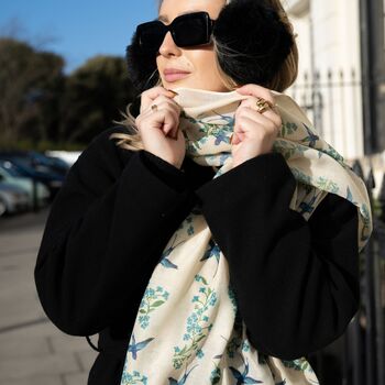 Blue Birds Print Scarf In Personalised Gift Box, 8 of 8