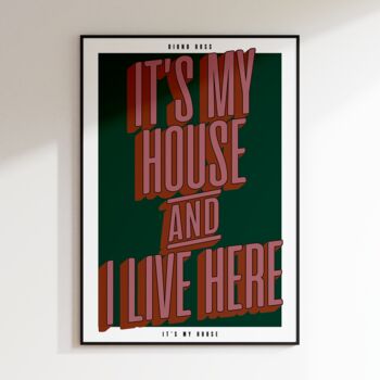 It's My House | Music Inspired Print | Disco Print | Music Poster | Wall Art | A5 A4 A3 | Disco | Bold | Typographic, 4 of 6