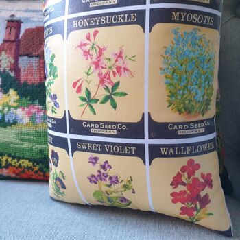 Vintage Flower Seed Print Decorative Cushion, 5 of 8
