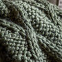 Cable Knit Diamond Throw In Dark Olive, thumbnail 3 of 3