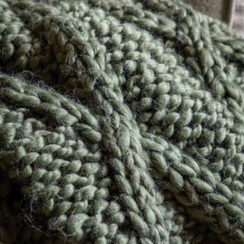 Cable Knit Diamond Throw In Dark Olive, 3 of 3