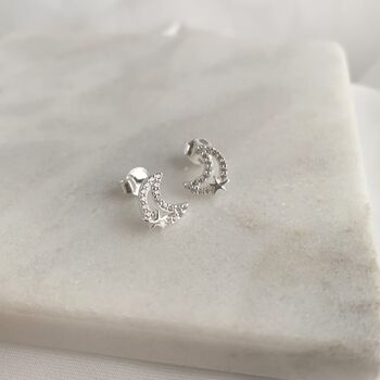 Cz Valentines Moon Earrings , I Love You, 3 of 5