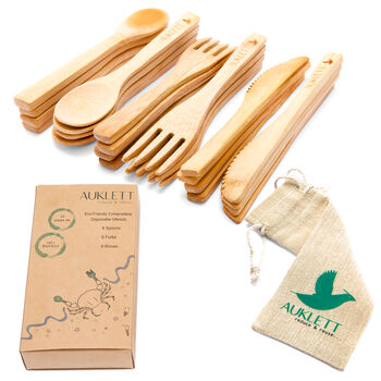 24 Pack Reusable Bamboo Cutlery Set, 2 of 10