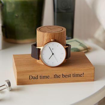 Personalised Gent's Solid Oak Watch Stand, 2 of 12
