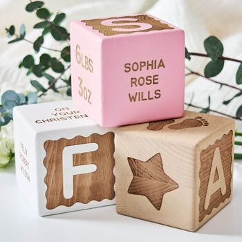 Personalised Scalloped Christening Keepsake Block, 3 of 7