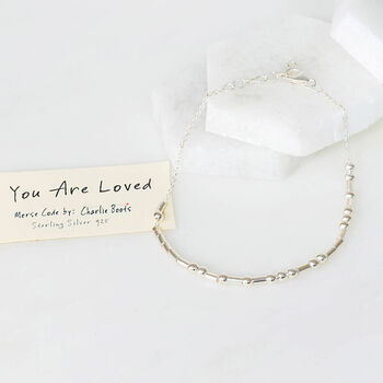 Sterling Silver 925 You Are Loved Morse Code Bracelet, 4 of 5