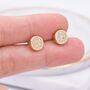 Sterling Silver Cz Crystal Encrusted Disk Stud Earrings, thumbnail 2 of 12